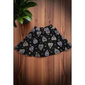 Midnight Hour Black/ Purple Planchett, Eye, Sun, Moon, Feather Goth Skirt Sz XS